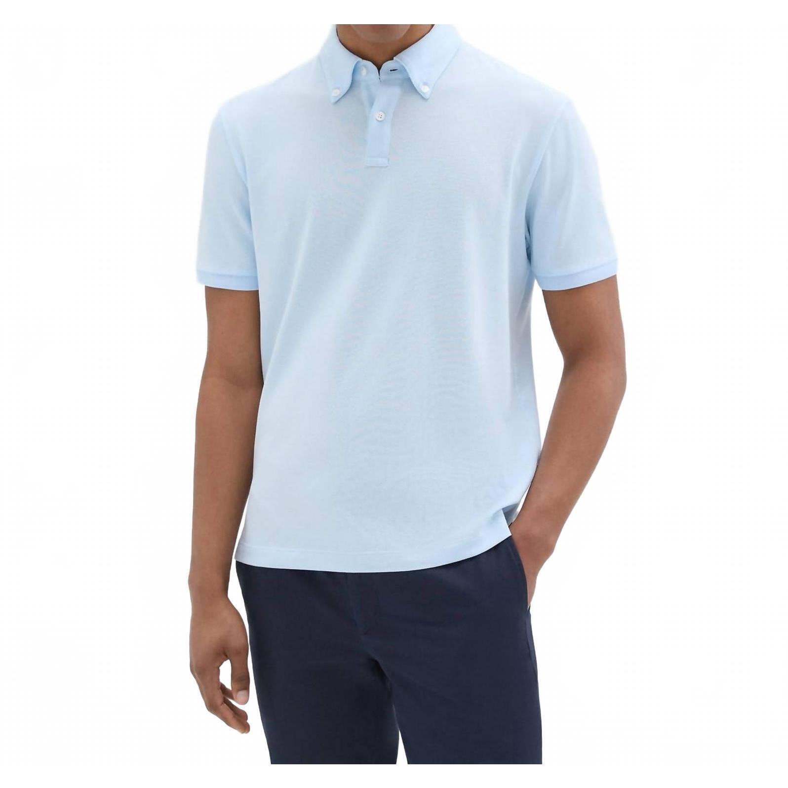 New Theory Tailored Function Piqu Polo Shirt In Skylight